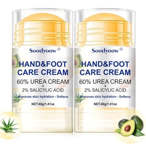 Soodyoow Fußcreme mit 60% Urea & Salicylsäure – Pflege bei Hornhaut & Trockener Haut, 2x40g
