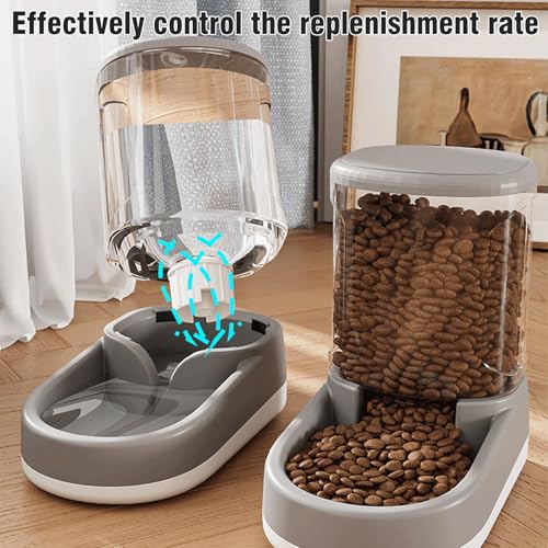 Automatic Food Feeder and Waterer Set 2 Packs Automatic Pet Water Dispenser Pet Feeder Automatic Replenish Waterer Dry Food Storage Container Bowl, for Dogs Cats Pets Animals – Bild 5
