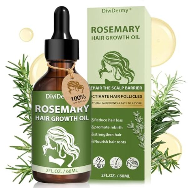 60 ml Rosmarinöl Haare Wachstum, Rosmarinöl für Haarwachstum, Rosemary Oil für Haar & Haut, Stimuliert Haarwachstum und Haaröl gegen Haarausfall, pflegt von trockenem und strapaziertem Haar, Grün