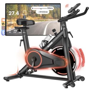 Heimtrainer Fahrrad mit App, Leises Hometrainer mit Verbessertem LCD-Monitor, Ergometer Spinning Bike Indoor mit Verstellbarem Widerstand, Fitnessbike bis 160KG für Kardio-Training zu Hause