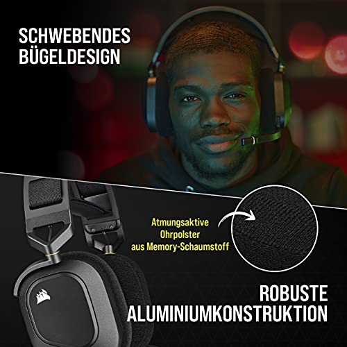 Corsair HS80 RGB Wireless Multiplattform-Gaming-Headset - Dolby Atmos - Omnidirektionales Mikrofon - iCUE-Kompatibel - PC, Mac, PS5, PS4 - Carbon – Bild 6