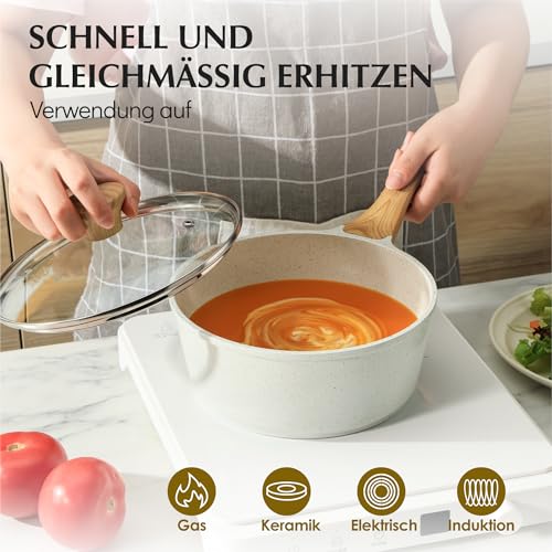 SENSARTE Antihaft Keramik Kochgeschirr Set 13 teilig, Gesundes Topf Pfannen Set, Ungiftiges Kochtopfsets mit Stay Cool Griffen, Silikonwerkzeugen und Topfschutz, PFOA/PTFE/PFAS Frei – Bild 5