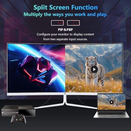 Z-Edge 30 Zoll Ultrawide Curved Gaming Monitor 200Hz (DP) 165Hz (HDMI) 1ms MPRT, 2560x1080 VA Panel, 21:9 R1500 Curved Bildschirm, 99% sRGB, 300cd/m² Helligkeit, FreeSync, HDMI & DisplayPort, Weiß – Bild 6