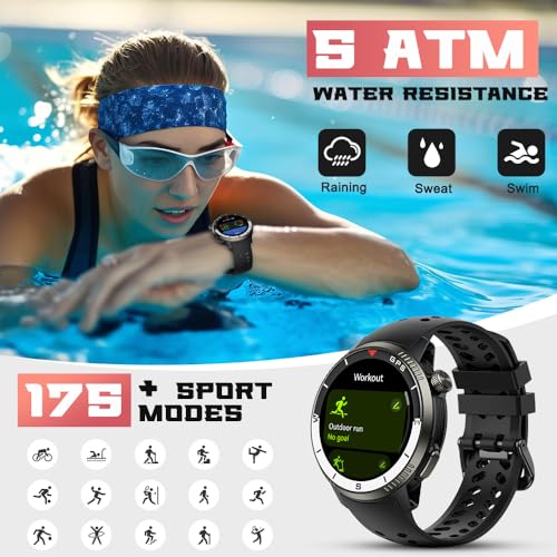 Motast Militär Smartwatch Herren,Präzise GPS,15 Tage Akku, Fitness Tracker mit 175 Plus Sportmodi, 5ATM Wasserdicht Fitnessuhr mit Schlafmonitor für iOS/Android – Bild 5