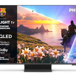 Philips Ambilight 43PUS8600 4K QLED Smart TV – 43 Zoll Display mit P5 Perfect Picture Engine Ultra HD, Titan OS, Dolby Vision und Dolby Atmos Sound