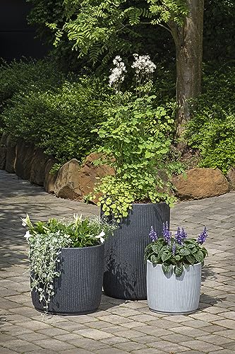 Scheurich Linetto 40, Pflanzgefäß/Blumentopf/Pflanzkübel, rund, Farbe: Stony Black, hergestellt mit recyceltem Kunststoff, 10 Jahre Garantie, für den Außenbereich – Bild 3