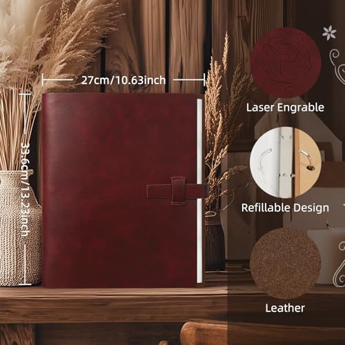 Miaikoe Fotoalbum 6x4 320 Fotos, Leder Cover Album mit 20PCS Kraftpapier Scrapbook hält 320 10x15cm vertikale Fotos für Familie Hochzeit Baby Graduation (Rot) – Bild 3