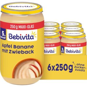 Bebivita Frucht & Getreide Zwieback in Apfel-Banane, 250g 6er Pack (6x250g)
