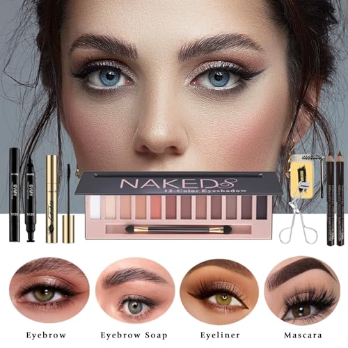 JWEX Make-up Sets, 25 Stück All in One Make Up Set, Schminke Set Frauen, Kosmetik Starter Kit, mit 12 Colours Lidschatten Palette, Augenbrauenstift Wasserfest, Mascara, Eyeliner – Bild 6