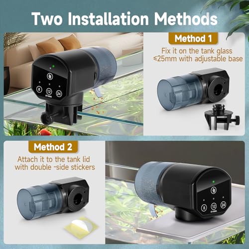 URAQT Futterautomat Aquarium, 200ml Automatischer Fischfutterautomat für Aquarium mit Timer, Einstellbar Fische Fischfutterspender mit 2 AAA-Batterien im Lieferumfang enthalten, Fischfutterschwimmring – Bild 4