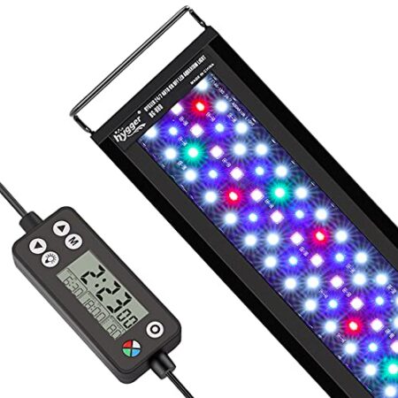 hygger Aquarium Beleuchtung, Aquarium LED Beleuchtung,Vollspektrum Aquarium Licht mit Monitor, 14W 24/7 Beleuchtungs Zyklus, 7 Farben, Einstellbarer Timer,3 Modus für 30-45cm Sü...