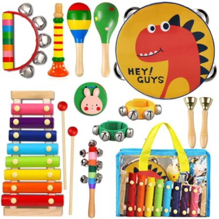 ZLWENA Kinder Musikinstrumente Holz Kleinkind Percussion Spielzeug Set - Produktbild
