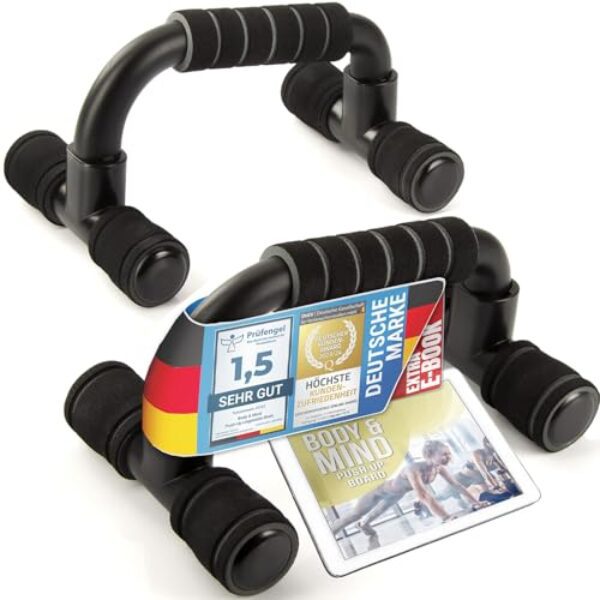 Body & Mind® Push-Up Liegestütz-Griffe; Kompakte Trainings-Griffe Fitness-Rack für Ganzkörper-Training & Effektive Liegestützen; Krafttraining