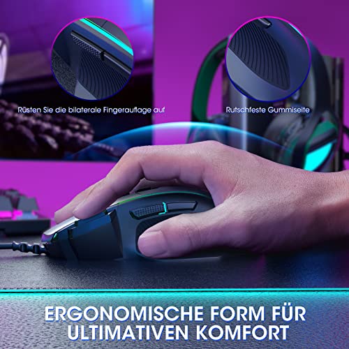 Dacoity Gaming Maus, Gaming Mouse mit 8 Programmierbare Tasten und Einstellbar 8000 DPI, RGB Beleuchtung PC Maus mit Kabel,USB-Wired Mouse mit Feuertaste ergonomisches für MMO,FPS,MOBA,Windows,PC,Mac – Bild 5