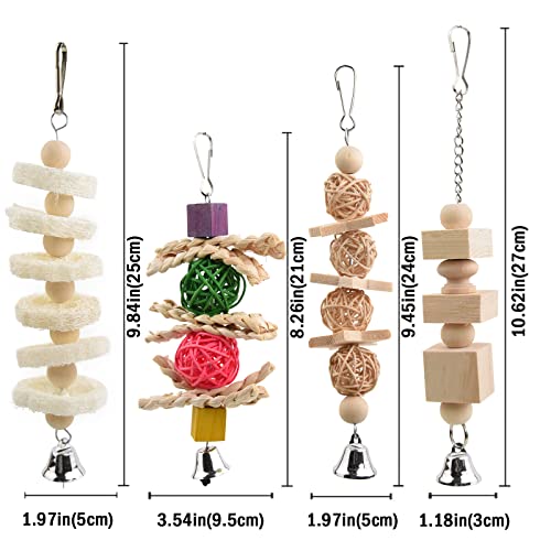 onebarleycorn Wellensittich Spielzeug, Papageienspielzeug Vogelspielzeug Papagei Spielzeug nymphensittich Vogel schaukel kanarienvogel Holzspielzeug Holz (7 Stück) – Bild 4