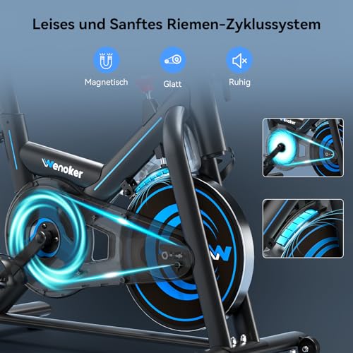 Wenoker Heimtrainer Fahrrad mit App,Leises Ergometer Hometrainer Fahrrad mit Magnetwiderstand,Spinning Bike Indoor Fitnessbikes für Kardio-Training zu Hause,Bis 160KG – Bild 4