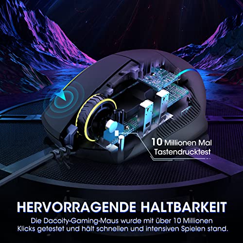 Dacoity Gaming Maus, Gaming Mouse mit 8 Programmierbare Tasten und Einstellbar 8000 DPI, RGB Beleuchtung PC Maus mit Kabel,USB-Wired Mouse mit Feuertaste ergonomisches für MMO,FPS,MOBA,Windows,PC,Mac – Bild 6