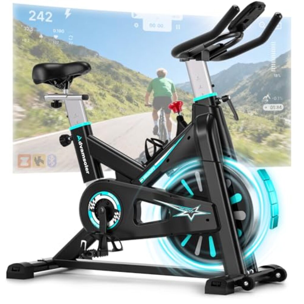 Advamsoler Heimtrainer Fahrrad, Ultra-Leiser Ergometer Heimtrainer mit Magnetwiderstand, Indoor Hometrainer Spinning Bike für Cardio-Training zu Hause, Bis 160 KG