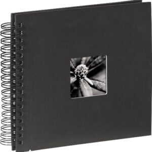 Hama Fotoalbum 28×24 cm (Spiral-Album mit 50 schwarzen Seiten, Fotobuch mit Pergamin-Trennblättern, Album zum Einkleben und Selbstgestalten) schwarz
