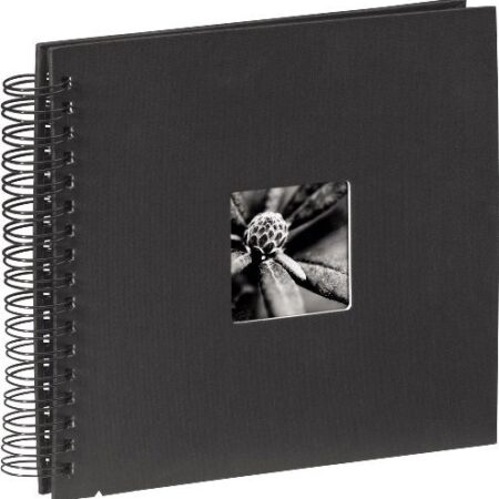 Hama Fotoalbum 28×24 cm (Spiral-Album mit 50 schwarzen Seiten, Fotobuch mit Pergamin-Trennblättern, Album zum Einkleben und Selbstgestalten) schwarz