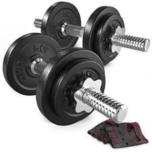 Hop-Sport Gusseisen Hantelscheiben Set 10kg bis 60kg mit 31 mm Lochdurchmesser, Neopren Handschuhen, Ideal für Standard 30mm Langhantelstangen, Robuste Gewichtsscheiben für Fitness- und Krafttraining