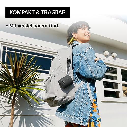 Sony SRS-XB100 - Kabelloser Bluetooth-Lautsprecher, tragbar, leicht, kompakt, Outdoor, Reise, langlebig, IP67 wasser- und staubdicht, 16 Std Akku, Trageriemen, Freisprechfunktion, schwarz – Bild 5