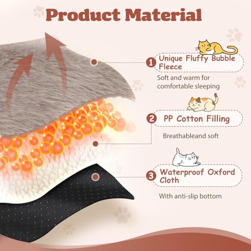 Nobleza Katzenbett Flauschig und Weich, Verdickte Katzendecke für Katzen Waschbar Rutschfestes, Hundebett für Kleine Hunde und Katzen, 50 x 40 x 8 cm, Braun – Bild 4