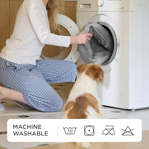BEDSURE Katzenbett waschbar Katzen Bettchen - 51x41cm Katzenkorb Indoor mit Rutschfester Basis, quadratisches Hundebett für kleine Hunde mit weichem Rand, grau – Bild 6