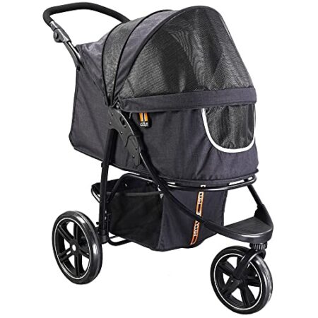 MY DUQUE COOPER - Hundewagen & Haustier Buggy bis 32 kg mit Ablagekorb für Einkäufe, einfach faltbar, 3-Fach höhenverstellbar, Soft Touch Griffe, reflektierend und im modernes D...