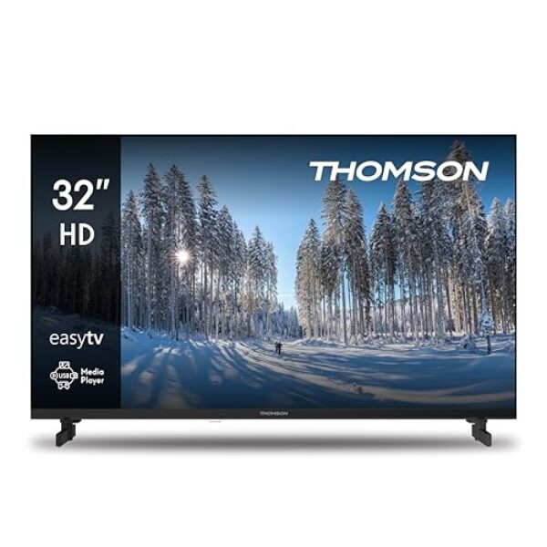 Thomson 32 Zoll (81 cm) LED HD Easy TV – Kein Smart – Hotel Mode, USB, HDMI, Triple-Tuner (Kabel – Satellit – Antenne), AV IN, CI Plus, A Plus Panel – 32HD2S13