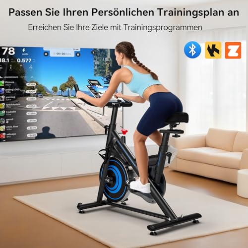 Wenoker Heimtrainer Fahrrad mit App,Leises Ergometer Hometrainer Fahrrad mit Magnetwiderstand,Spinning Bike Indoor Fitnessbikes für Kardio-Training zu Hause,Bis 160KG – Bild 5
