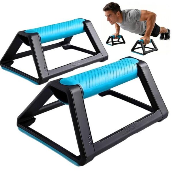 Grillix 2 Stück Liegestützgriffe, Rutschende Ergonomische Push Up Bars, Parallettes für Calesthenics, Handstand & Liegestütze(Blau)