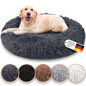 Belune® Hundebett [mit waschbarem Bezug] – Das Original – [S, 70cm, Dunkelgrau] Hundekorb, Katzenbett, Hundekörbchen, Dog Bed, Flauschiges Hundebett für große, mittelgroße & kleine Hunde