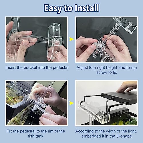 driamor Aquarium-Lichtständer, Halterungen für Aquarium Beleuchtung, Höhenverstellbar für Aquarienbeleuchtung, Transparentes Acryl, 11,43-5,5 cm – Bild 5