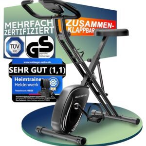 HELDENWERK Heimtrainer fahrrad Klappbar Set-extra bequem & leise- [FlexiFoam] bis 150KG Belastbar Ergometer fahrrad, Hometrainer, Ergometer Heimtrainer Senioren, Fitnessbikes, home trainer