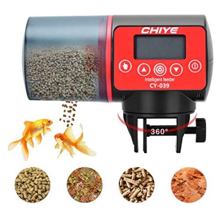 PODAZZ Automatischer Aquarium-Fischfutterspender, feuchtigkeitsbeständig, elektrischer Futterautomat, Timer, Urlaubs- und Wochenend-Fischfutterspender (Rot)