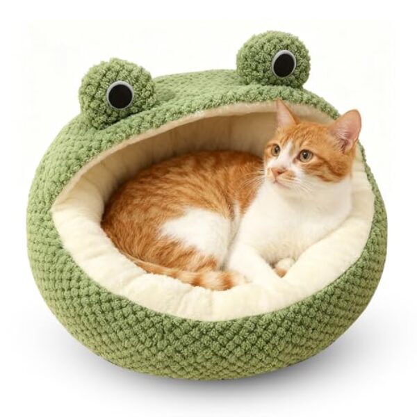 YANGUN Katzenbett, katzenbett flauschig, Haustierbett, Maschinenwaschbar, Warme Weich Frosch Katzenbett für Hauskatzen und kleine Hunde(S-40CM, Halber)