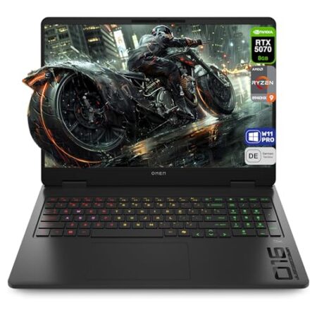 HP Omen 16 Gaming Laptop, AMD Ryzen 9 8940HX, 32 GB DDR5 RAM, 2 TB PCIe SSD, 16" FHD (1920x1200) IPS 144Hz Display, Nvidia Geforce RTX 5070, Deutsches Tastatur, Windows 11 Pro, ...