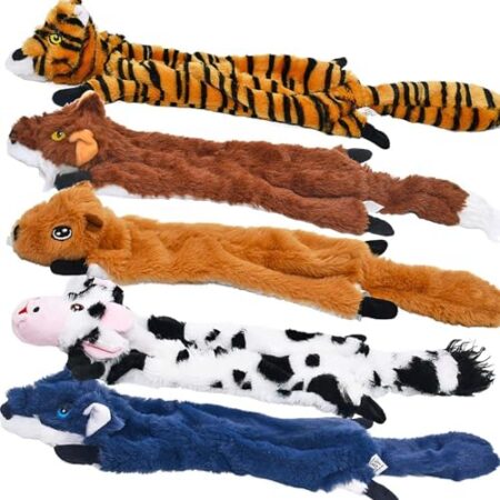 SHARLOVY Dog Quietschspielzeug 5er-Pack, Haustierspielzeug Crinkle Hundespielzeug Keine Fülltiere Hundeplüschtier Hundekauspielzeug für große Hunde und mittelgroße Hunde 5er-Pack für große