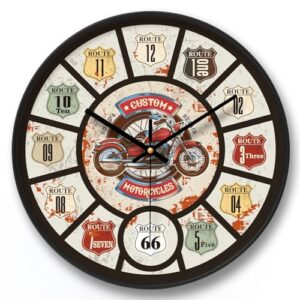 NUOVO 12 Zoll Vintage Wanduhr Motorrad Wanduhr mit Zahlen Retro Wanduhren Silent Wohnzimmer Schlafzimmer Büro Home Decor