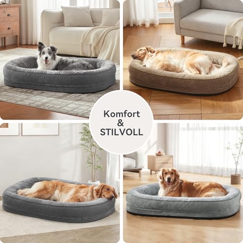 Pawk Orthopädisches Hundebett Grosse Hunde, Vierseitiges Nackenrolle Kissen Hundebett Orthopädisch, Memory Foam Hundekorb XL Wasserdicht rutschfest, Hundebetten Abnehmbar und Waschbar – Bild 5