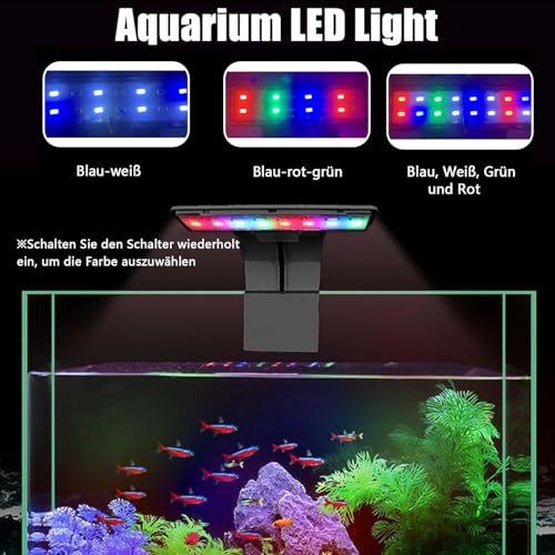 GERUI Aquarium LED Beleuchtung, 3 Farben Licht Lampe, 220V 6W Nano Beleuchtung für Wasserpflanzen und Fische (1) – Bild 4