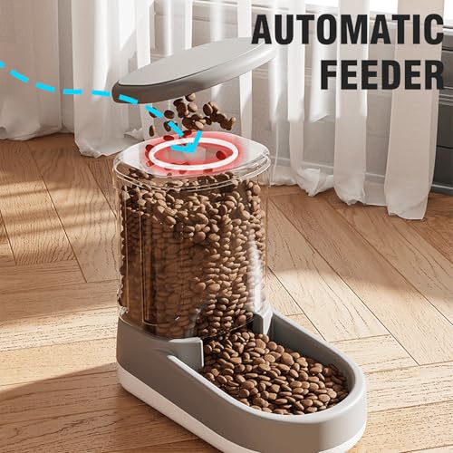 Automatic Food Feeder and Waterer Set 2 Packs Automatic Pet Water Dispenser Pet Feeder Automatic Replenish Waterer Dry Food Storage Container Bowl, for Dogs Cats Pets Animals – Bild 6