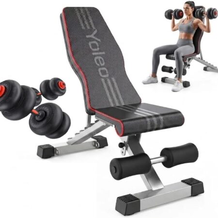 YOLEO 400KG Hantelbank Klappbar Für Professionelles Kraftraining,Schrägbank Hantelbank besser geeignet für Profi,Verstellbar 10Fach Rückenlehnen/ 3Fach Sitz&Fußkissenpositionen ...