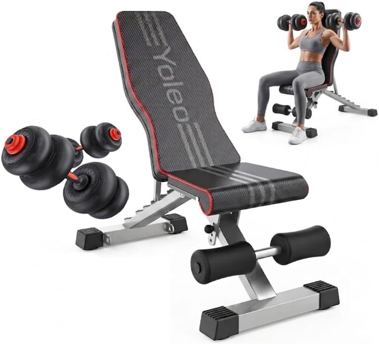 YOLEO 400KG Hantelbank Klappbar Für Professionelles Kraftraining,Schrägbank Hantelbank besser geeignet für Profi,Verstellbar 10Fach Rückenlehnen/ 3Fach Sitz&Fußkissenpositionen ...