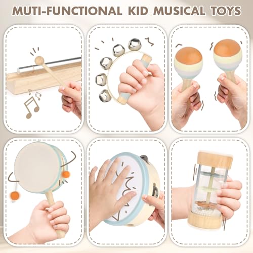 Musikinstrumente für Kinder Kinderspielzeug ab 2 Jahre Holzspielzeug Baby Schlagzeug Kinder Trommel Percussion Instrumente Musikinstrumente Baby Montessori Spielzeug ab 3 Jahre – Bild 4