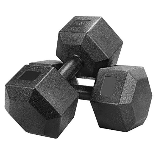 Yaheetech 2 Stück Hantel Set 4/5/6/7,5/8/10 Kg Kurzhanteln Gusseisen Hexagon Hanteln Gewichte Training für Aerobic, Gymnastik und Fitness