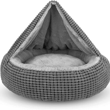 JOEJOY Hundebett Mittelgroße Hunde, Katzenbett Rund mit Decke, Hundekorb Waschbar Flauschig, Hundebetten für Katzen und Kleine Mittlere Hunde, 66x66x15cm