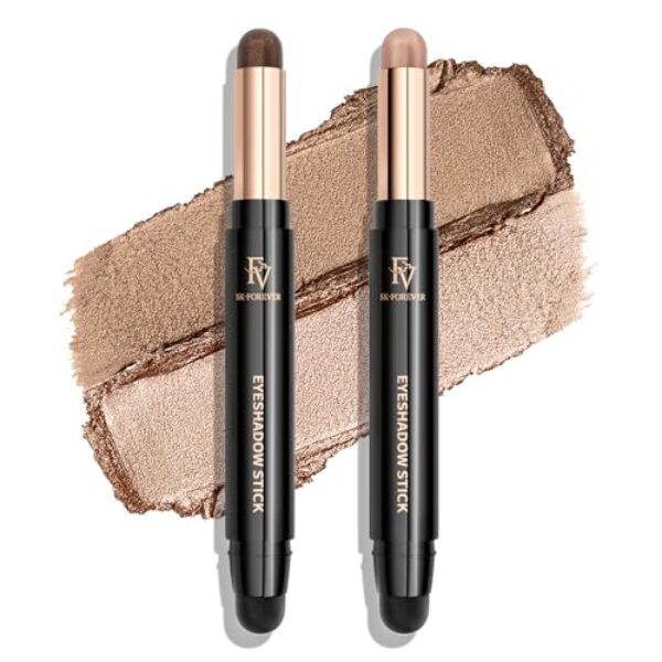 FV 2 PCS Lidschatten Stift, Hochpigmentierte Creme Lidschatten, Langanhaltend, Knitterfrei, Wasserfest Eyeshadow Sticks mit Matt und Shimmer Finish