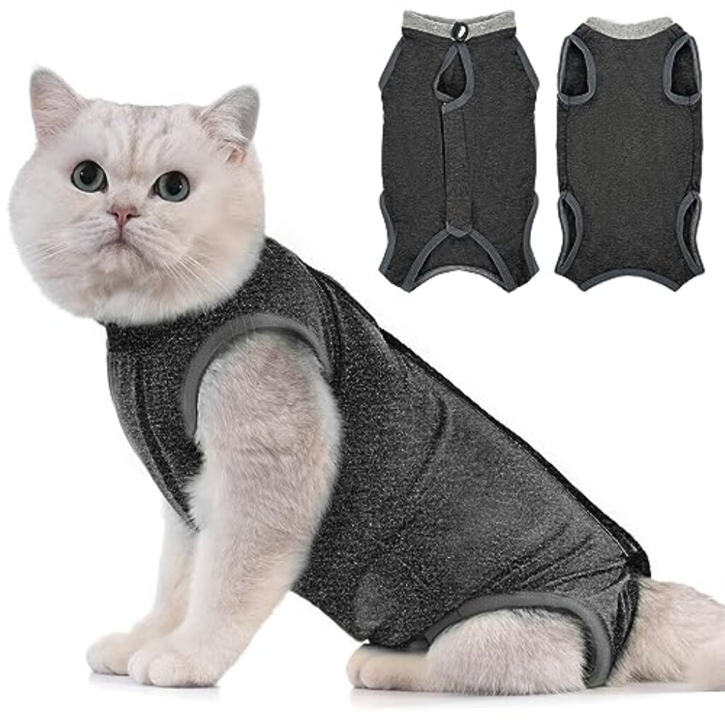 Avont Katzenbody nach OP Erholungsanzug Kleidung Modal Recovery Kastration Spay Entwöhnung Leckschutz Suit für Katze, Bauchwunden oder Hautkrankheiten-M-Dunkelgrau